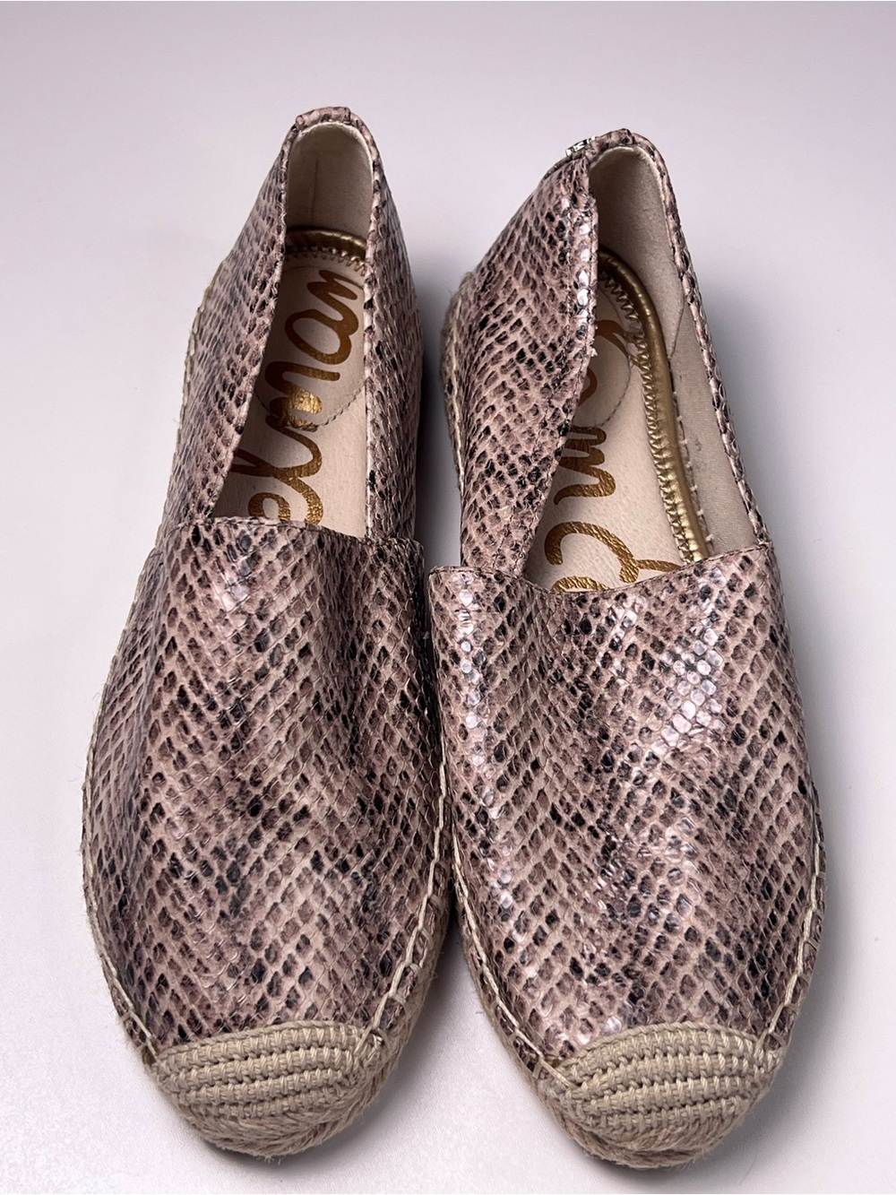 Sam Edelman Kesia Snake Print Leather Espadrille Slip-on Flats Women’s 6.5 NWOB